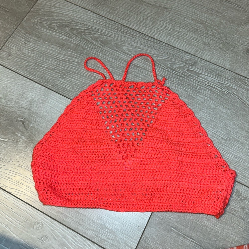 Knitted halter crop top